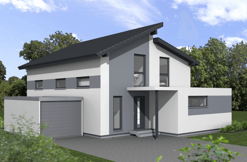 Haus mit versetztem Pultdach