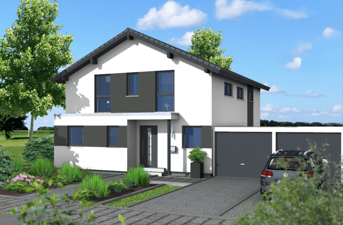 Moderner Stil mit Haustür-Vordach